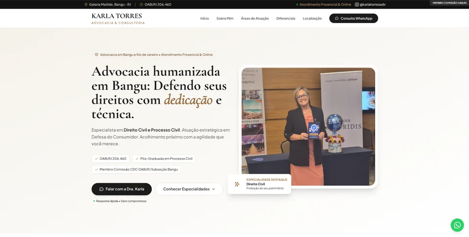 Site de Karla Torres Advocacia